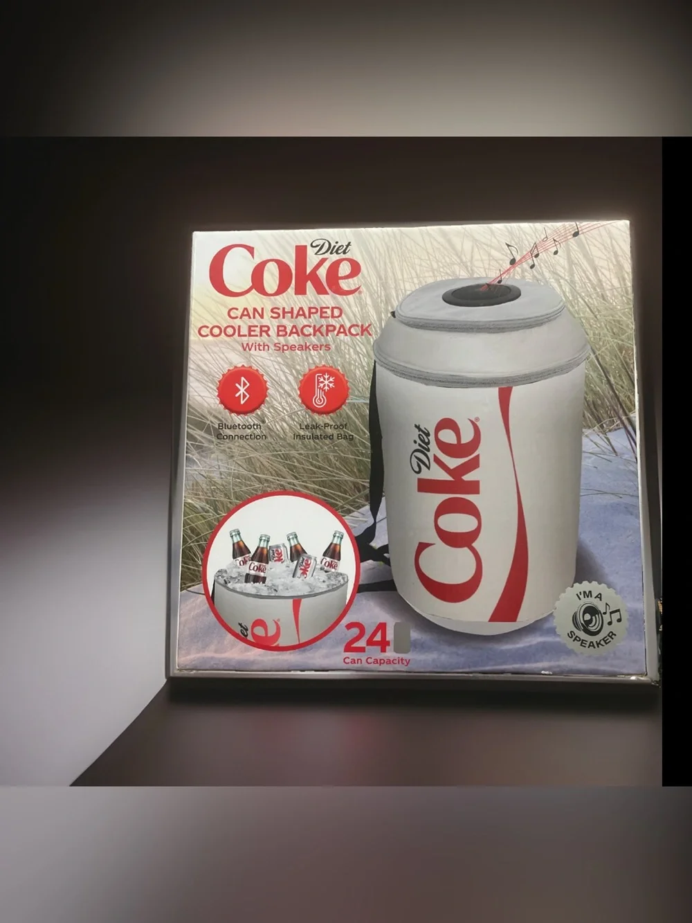 Coca-Cola Diet Coke Can Shaped Cooler Backpack w/ Speakers 24 Can Capacity NEW